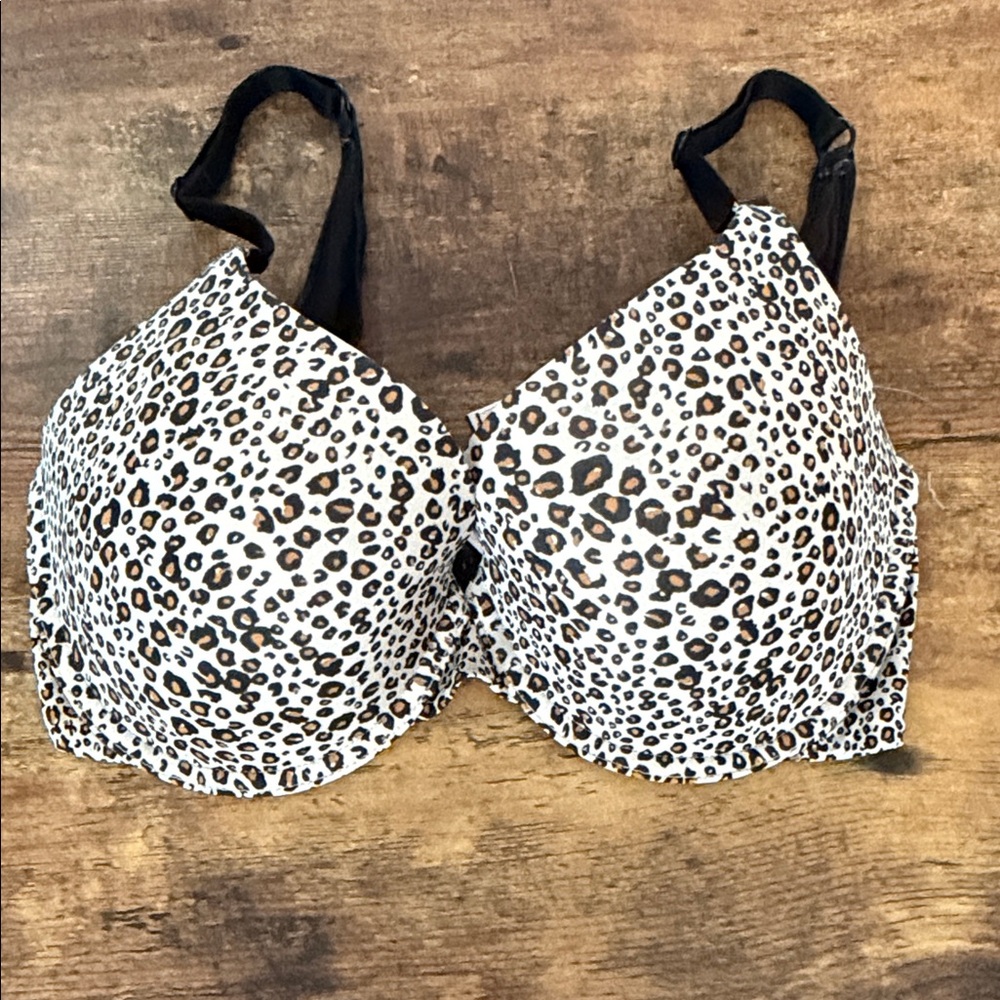 Victoria's Secret Leopard Print Bra with Black Straps